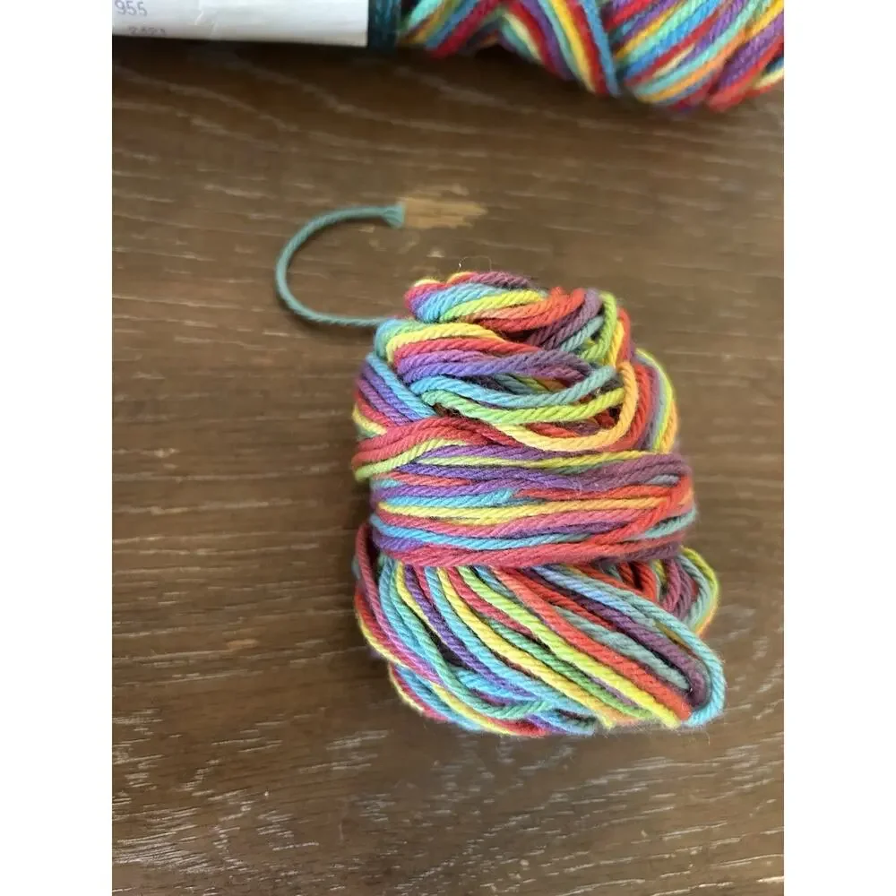 Vtg Mixed Lot Of Unger Yarn Skeins Variegated Rainbow Colors And Red, Acrylic